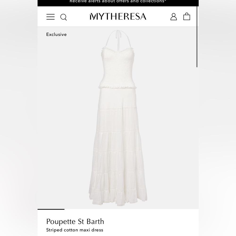 Poupette St. Barth White Striped Cotton Maxi Dress